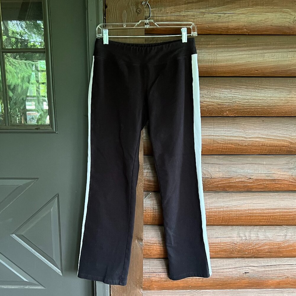 Boston Proper Pull-On Yoga Lounge Sweatpants, Black with White Stripe, Size XS